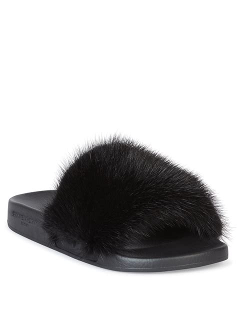 givenchy black fur slides women size 38|givenchy slippers sale.